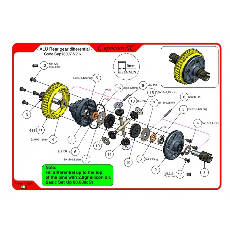 zhiwenCZW A959-B-27 Differenziale in Metallo per Wltoys 1/18 A959-B A969-B A979-B K929-B RC Auto Giocattoli Pezzi di Ricambio