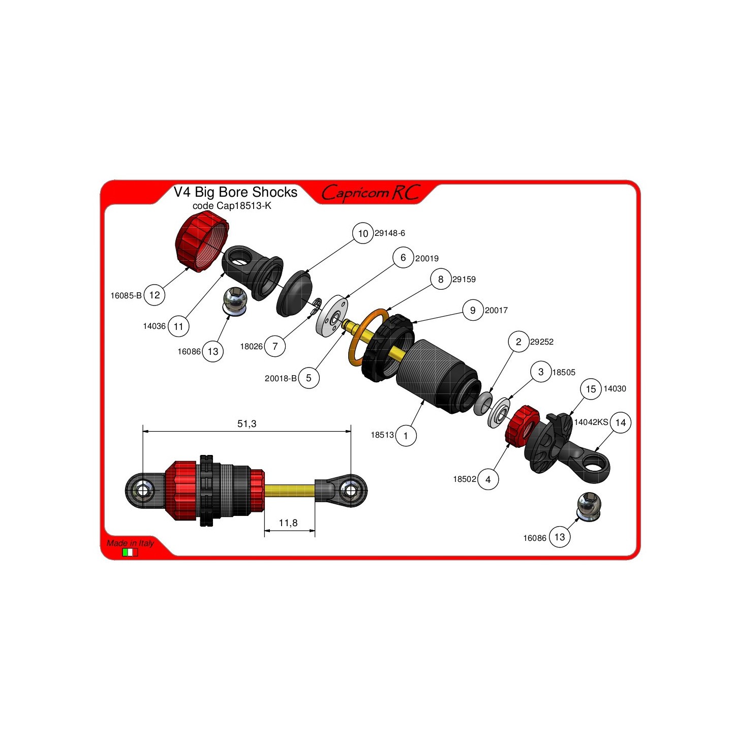 Kit ammortizzatore V4 Big Bore Te 03  (2pz)